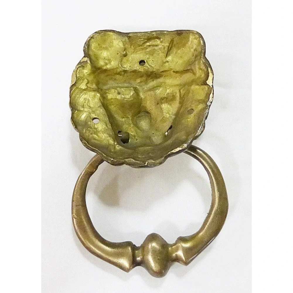 Vtg door knocker lion head solid brass Victorian style heavy renaissance